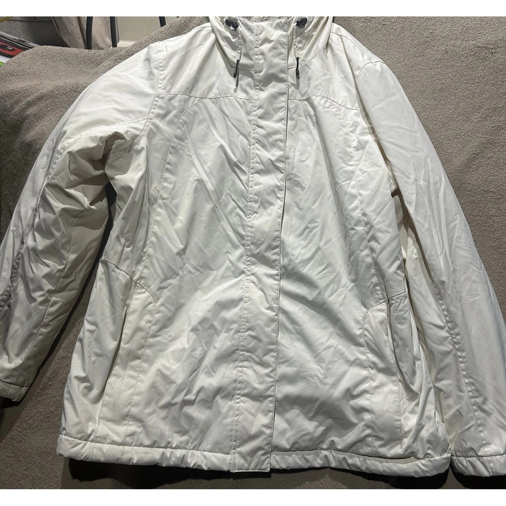 L.L. Bean Women's White Fleece Lined Hooded Winter Jacket Coat Size Large